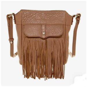 Rebecca Minkoff Mini Finn Fringe Brown Pebble Leather Crosbody Bag